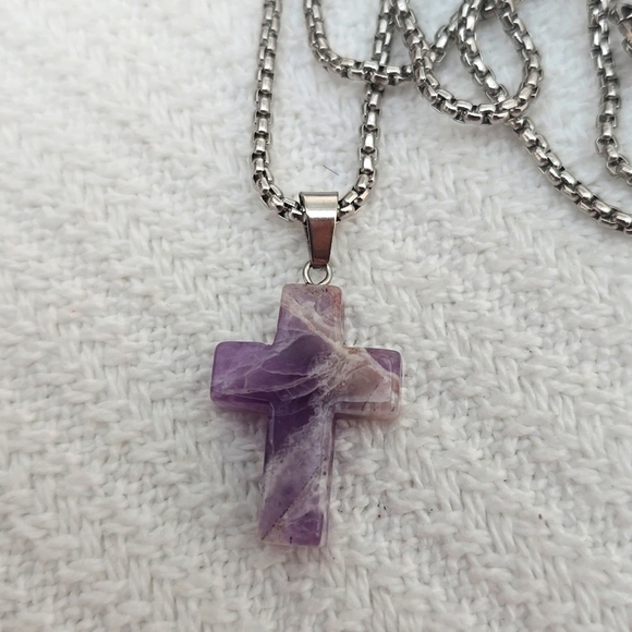 Amethyst Cross Necklace - Picture 2 of 5